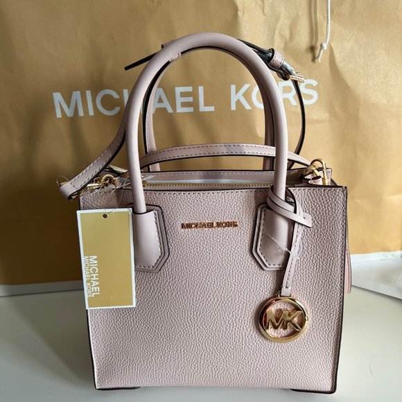 MICHAEL KORS Mercer Medium Pebbled Leather Crossbody Bag Pink - Picture 2 of 16
